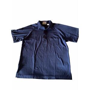 Vintage 1990s Enro Cotton Mist Mens Sz L Short Sleeve Polo Shirt Navy Blue